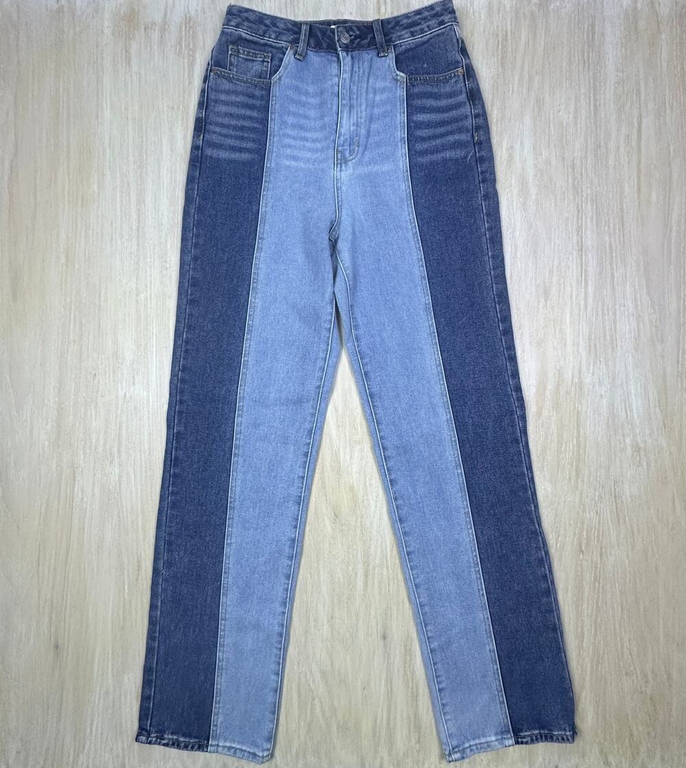 PacSun Eco Blue Two-Tone 90's Boyfriend High Rise Vertical Seam Denim Jeans 28